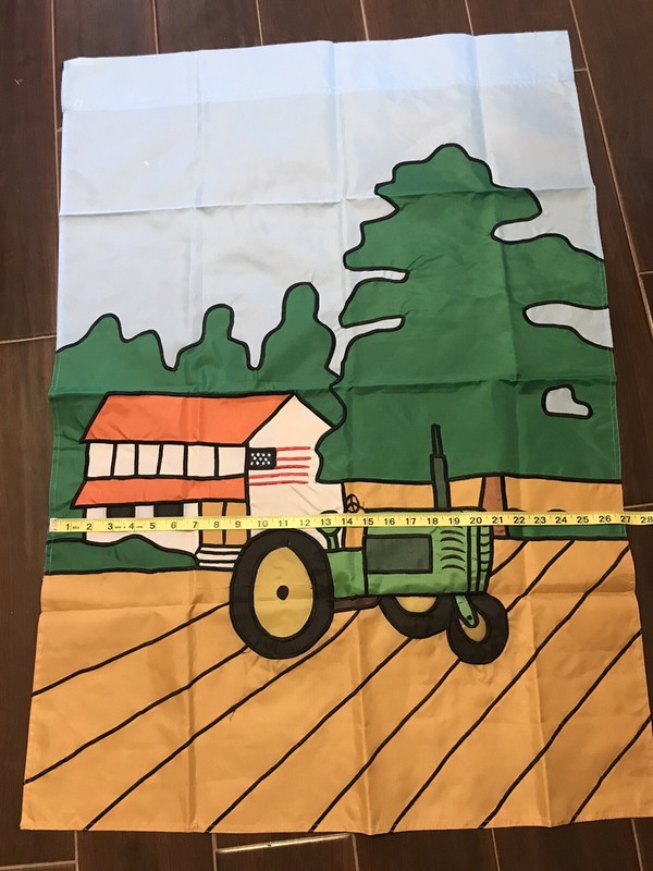 VTG Tractor Large Yard Flag Winter Fall Summer Applique Lot of 3 Outdoor HTF gallery