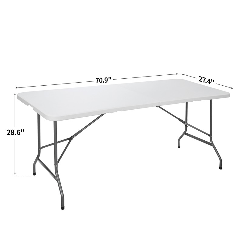 6FT Plastic Folding Table Portable Fold-in-Half Picnic Utility Table with Handle gallery