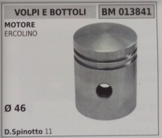 Complete Piston with Rings and Pin for Volpi and Bortoli Ercolino Engine Ø46
