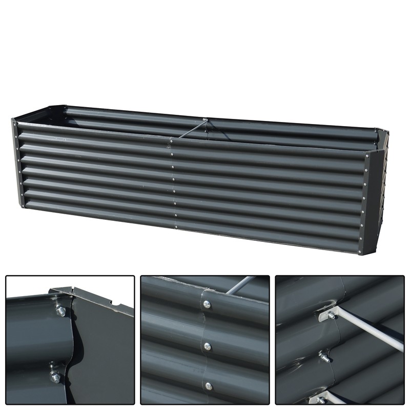 6x3x2ft/8x2x2ft Large Metal Galvanized Raised Garden Bed Planter Box Dark Grey gallery