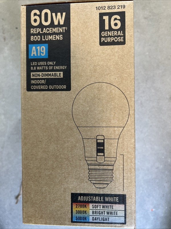 60w A19 Adjustable White LED Non-Dimmable 16-Pack E26 Base 800 lumens gallery