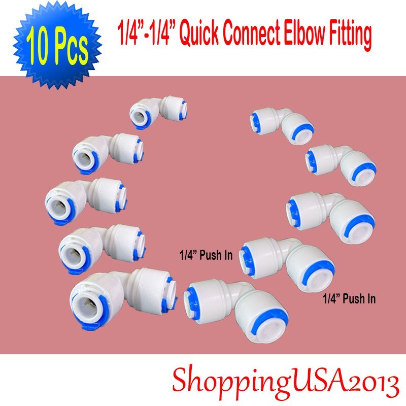 10 Pcs 1/4"-1/4" Quick Connect Connector Fittings Push In RO Water Filter System gallery