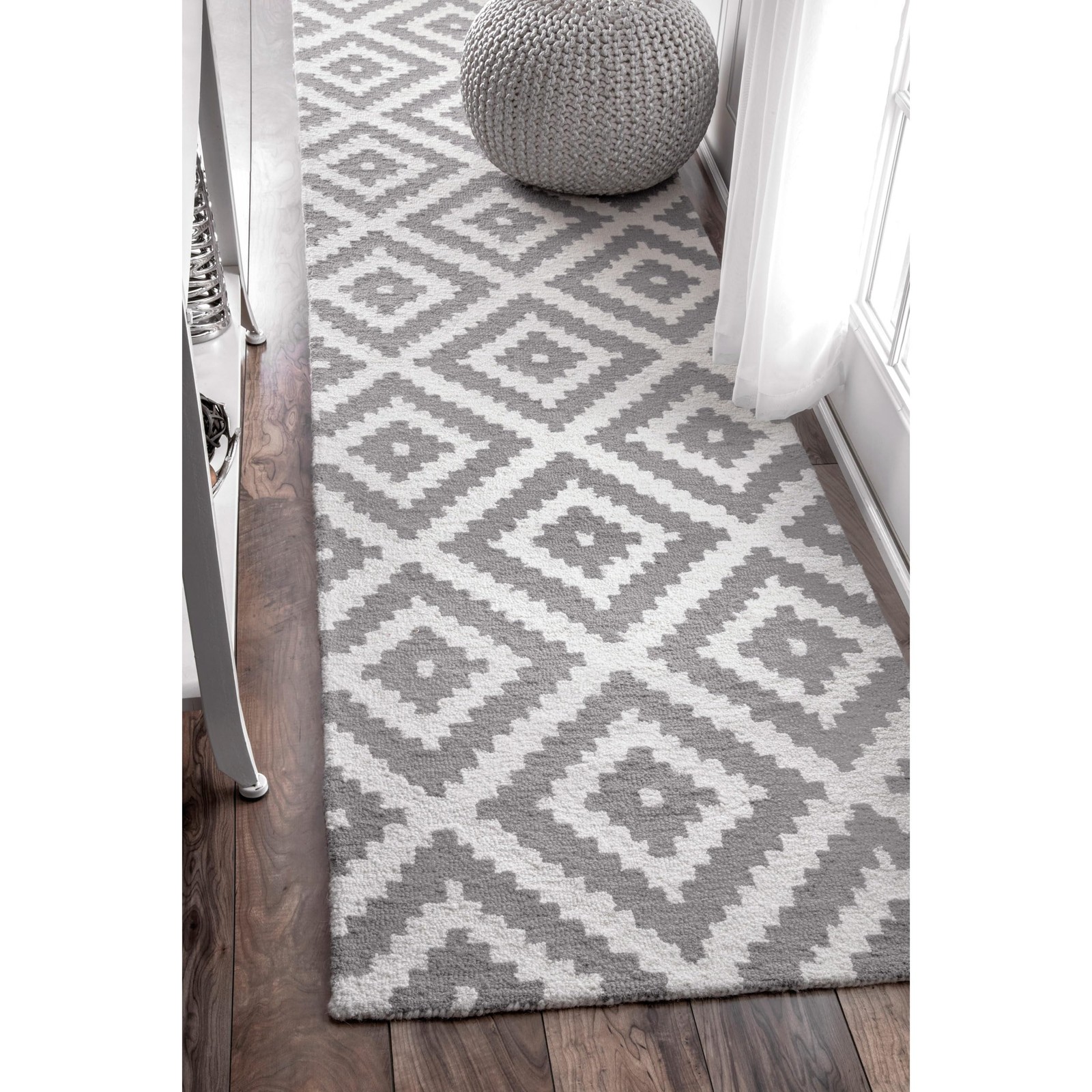 nuLOOM 200MTVS174B-2608 Wool Runner Rug, 2' 6 x 8', Grey gallery