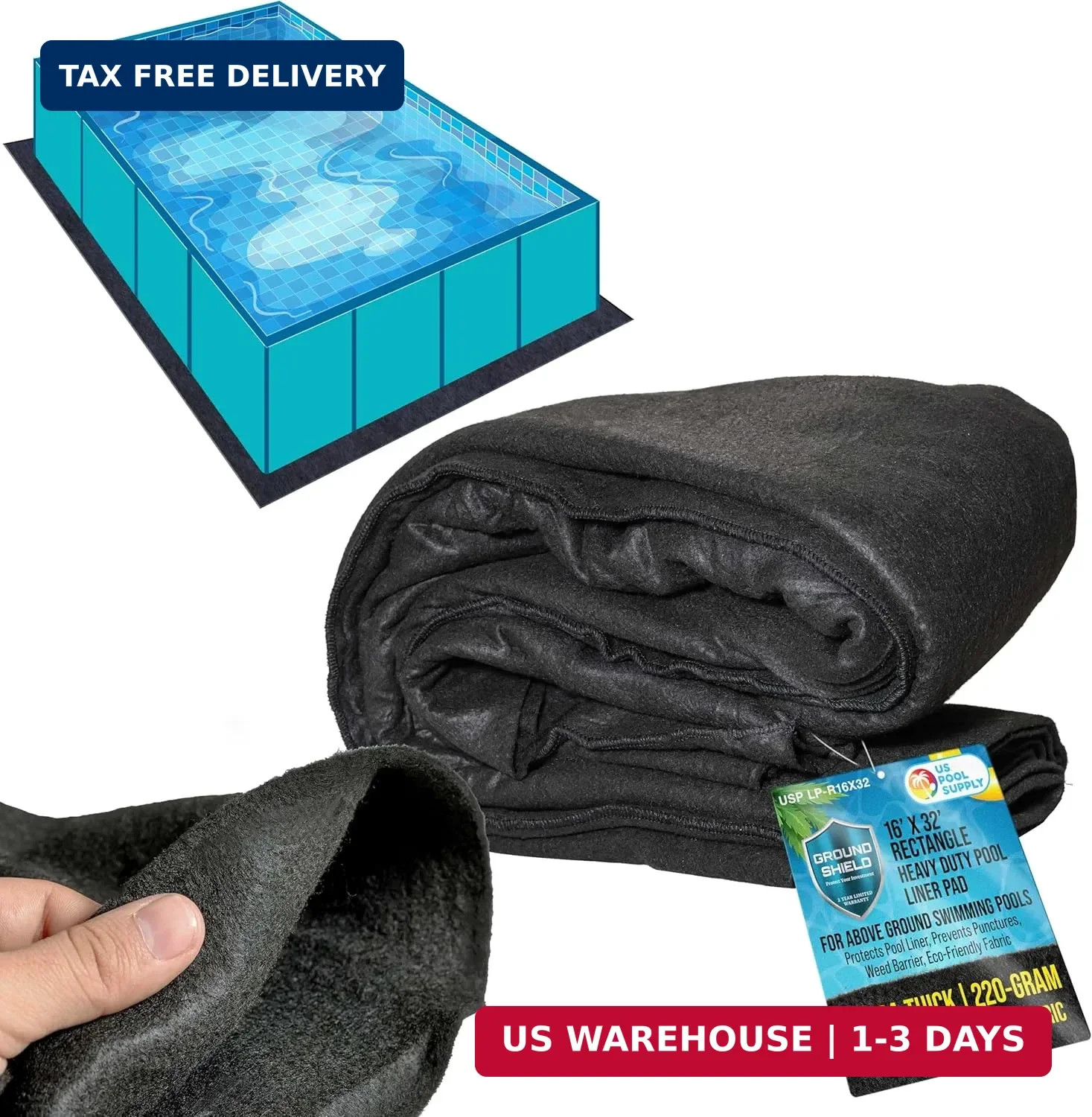 U.S. Pool Supply Ground Shield 16-Foot x 32-Foot Rectangle Heavy Duty Pool Liner gallery