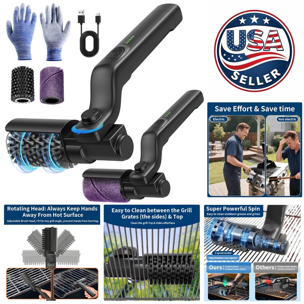 Powerful Electric BBQ Grill Brush - Versatile Detached Head & Long Battery Life
