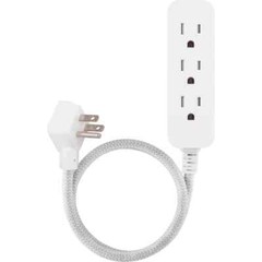 Cordinate 2ft. – 3 Outlet Grounded Extension Cord – White/ Gray