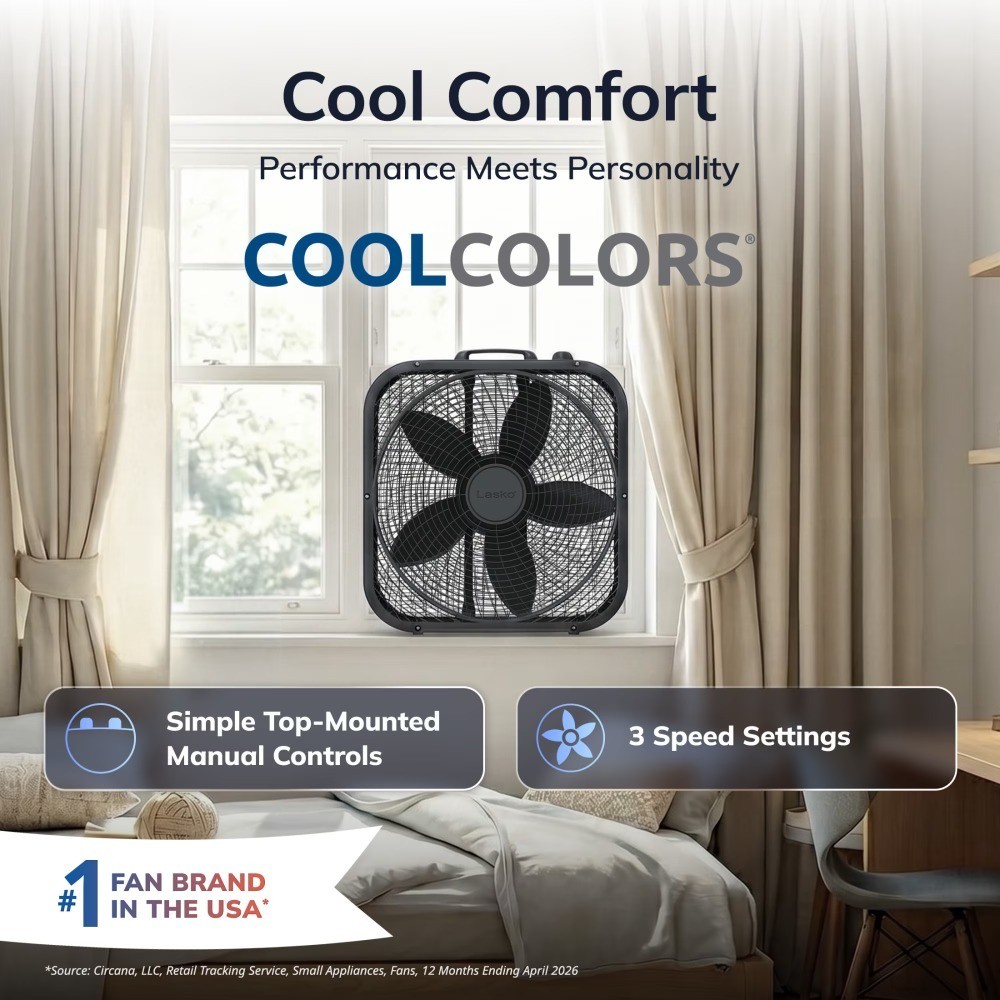 Classic Box Fan with Weather Resistant Motor Portable Cooling Floor or Window gallery