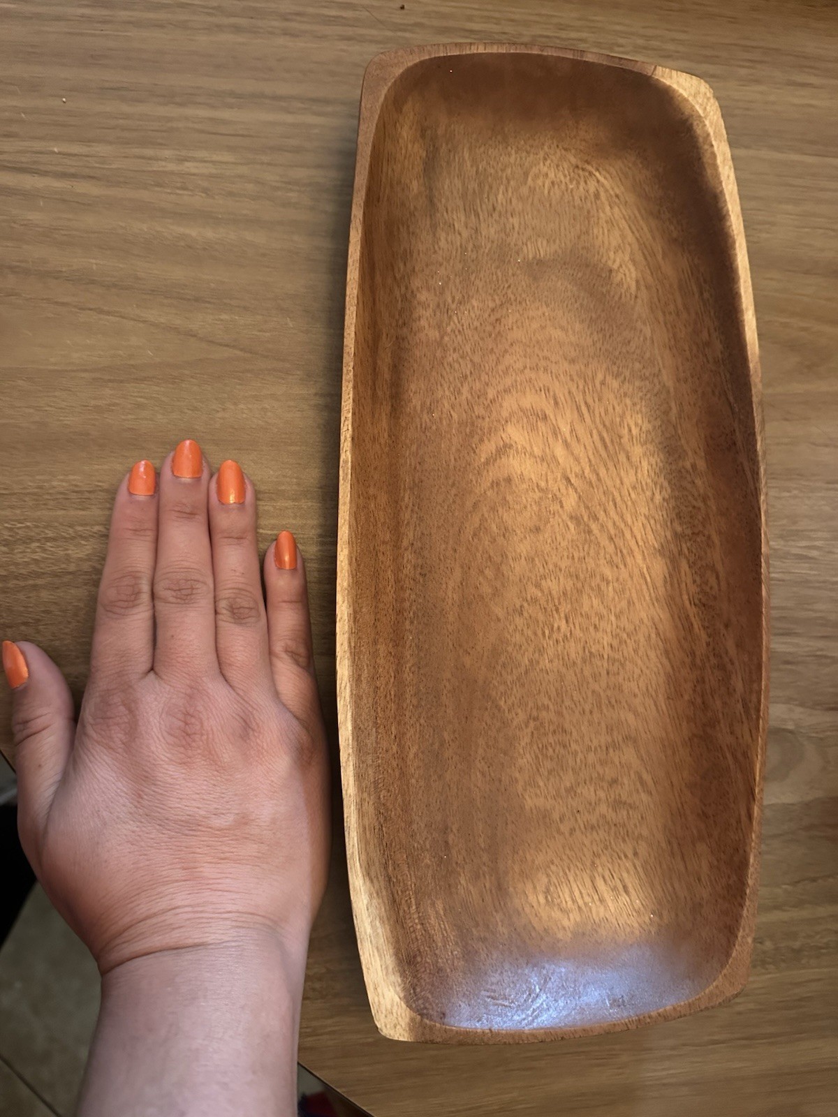 Wood Large Rectangular Serving Tray, Brown Matte Finish, Solid Plain gallery