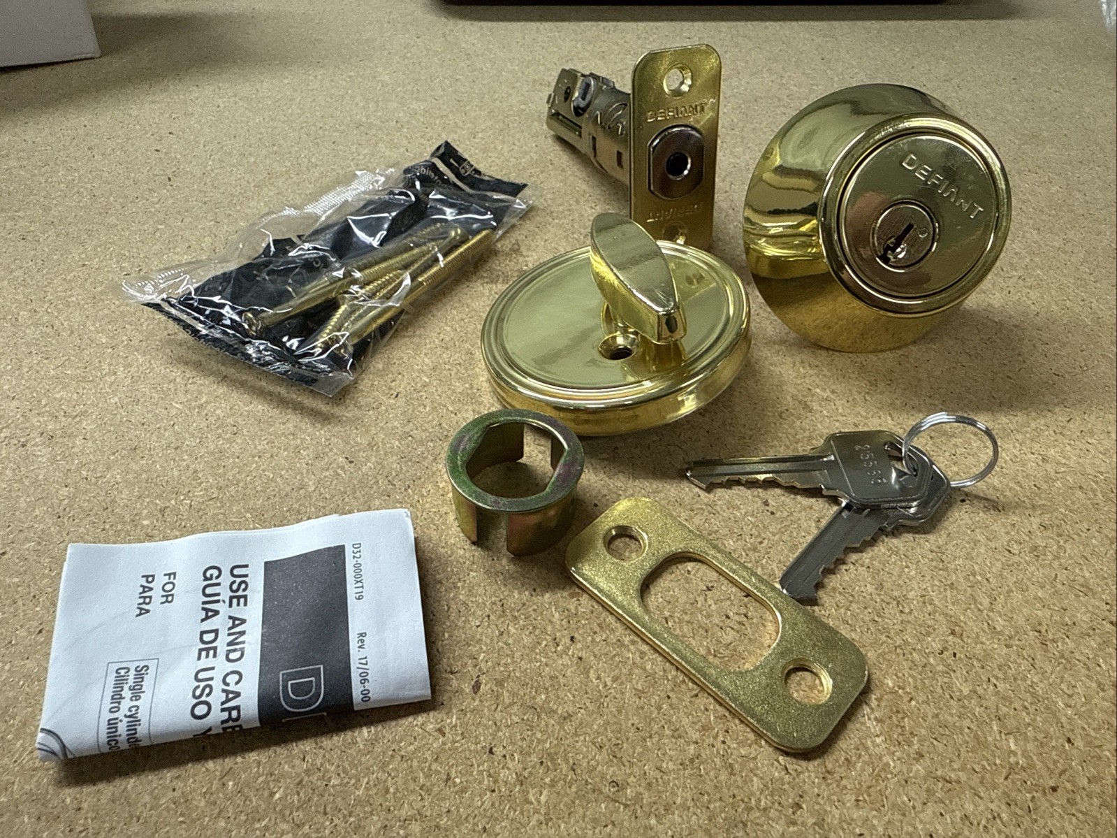 Defiant Single Cylinder Deadbolt Polished Brass 154-717 gallery