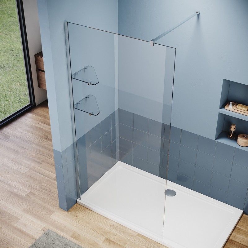 SUNNY SHOWER Shower Door Single Panel 8mm Clear Glass Fixed Shower Glass Door gallery