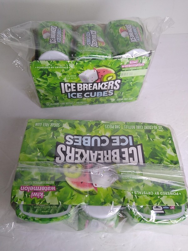 2x Ice Breakers Ice Cubes Sugar Free Chewing Gum Xylitol Kiwi Watermelon 6 Pack gallery