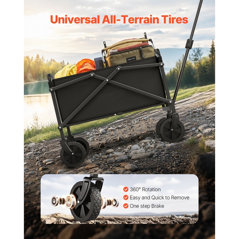 Outdoor Collapsible Wagon Carts 80L&200LBS Heavy Duty Folding Beach Garden Cart gallery