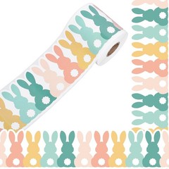 65.6 Ft Easter Bulletin Board Border Pastel Pink Yellow Green Bunny Die Cut B…