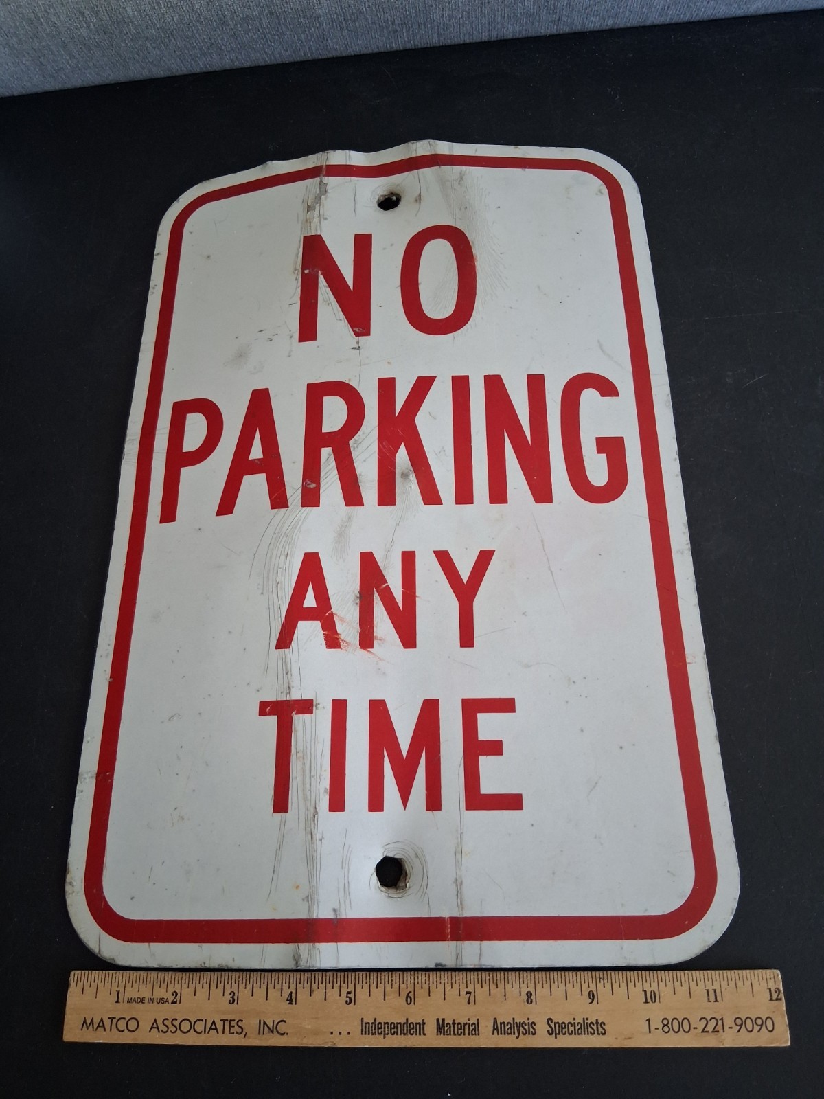 Authentic NO PARKING ANY TIME Vintage Retired Metal Street Sign 18x12 Red gallery