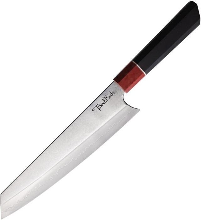 BenchMark Kitchen Chef's Knife 8" Damascus Steel Blade Black/Red G10 Handle gallery