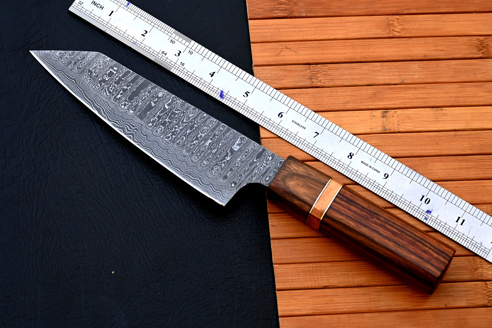 CUSTOM HANDMADE FORGED DAMASCUS STEEL CHEF KNIFE KITCHEN KNIFE WOOD HANDLE 2735 gallery
