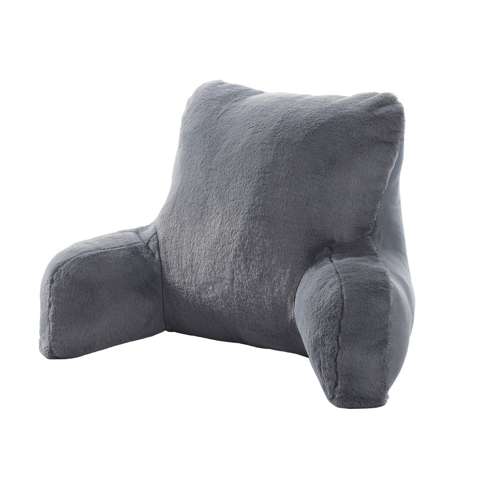 Solid Faux Fur Backrest Pillow with Arms Soft Bed Cushion for Reading & Relaxing gallery