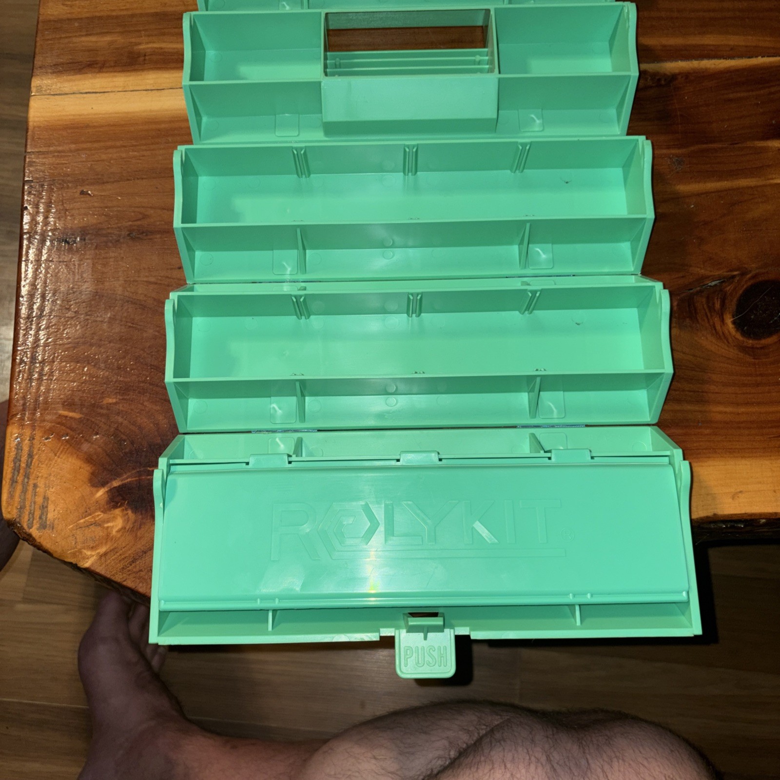Vintage Rolykit Green Blue Tool Box Craft Fishing Sewing Organizer Portable gallery