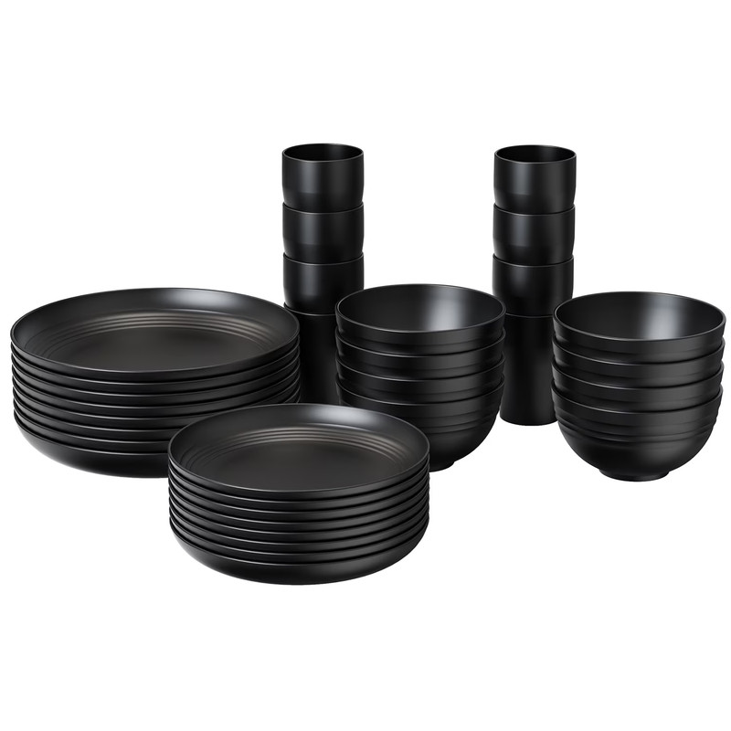 TINANA 32-Piece Wheat Straw Dinnerware Set Service for 8 Black FREE SHIP gallery