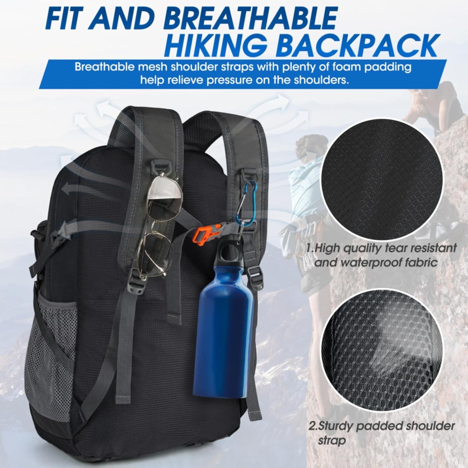 IGOLUMON Packable Hiking Backpack 40L 1 Pack 3