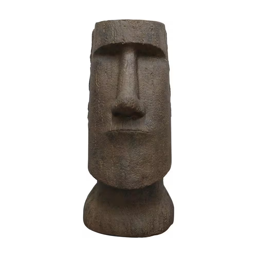 35. 6 In. Cement Face Garden Statue-Easter Island Head Statue Indoor Ornament Ou gallery