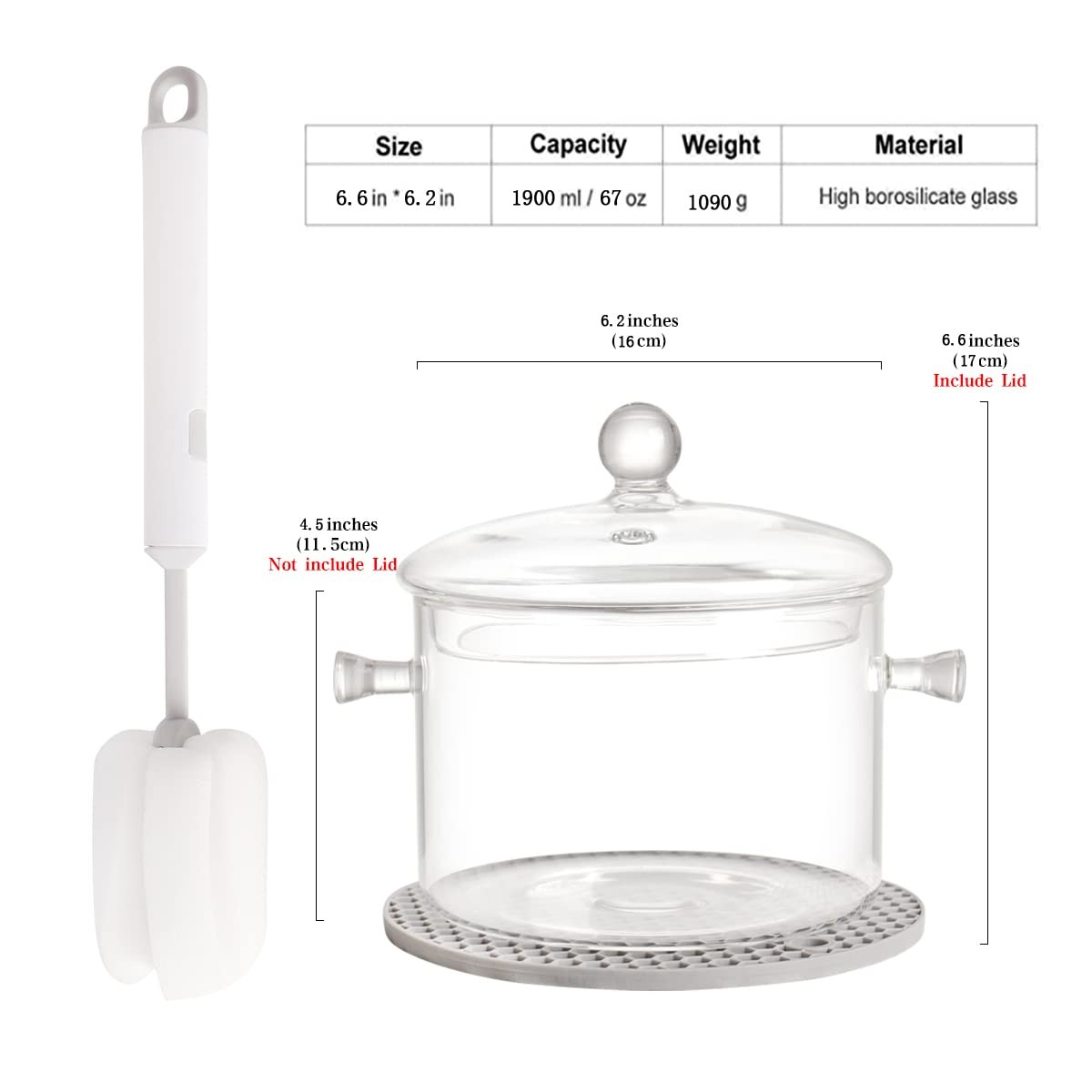 Clear Glass Pot Set for Cooking On Stove - 1.9l/67 Fl Oz Cookware Simmer gallery