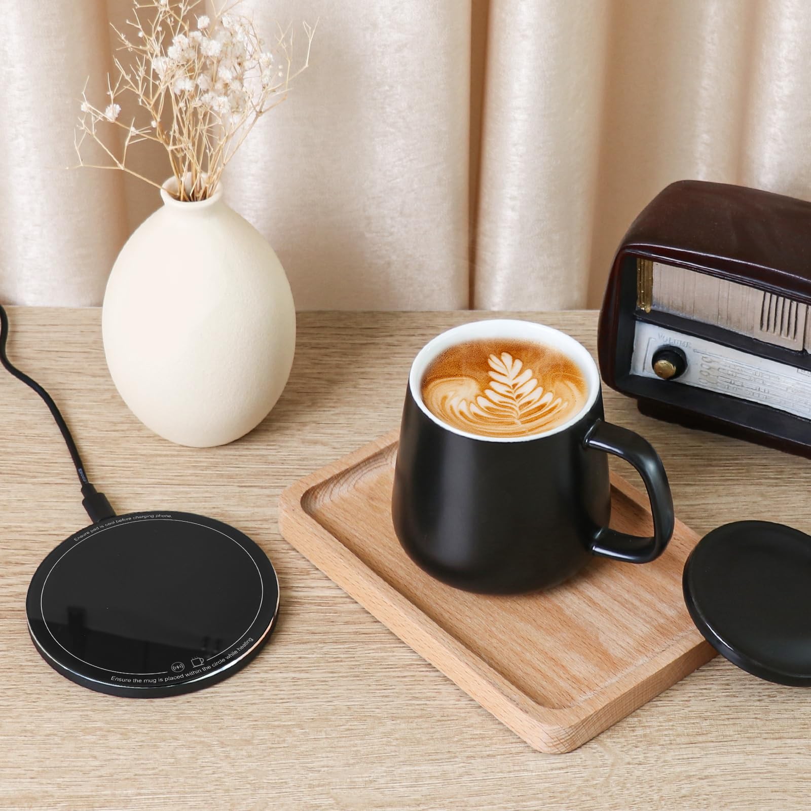 Warm Cup Coffee Mug Warmer Set - Stable Constant Temperature 131°F, 15W Wirel... gallery