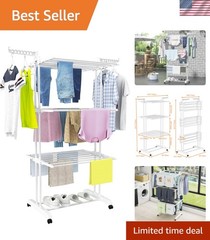 Clothes Drying Rack, Large 4-Tier Foldable Drying Rack Clothing67.7H x 19.7W …