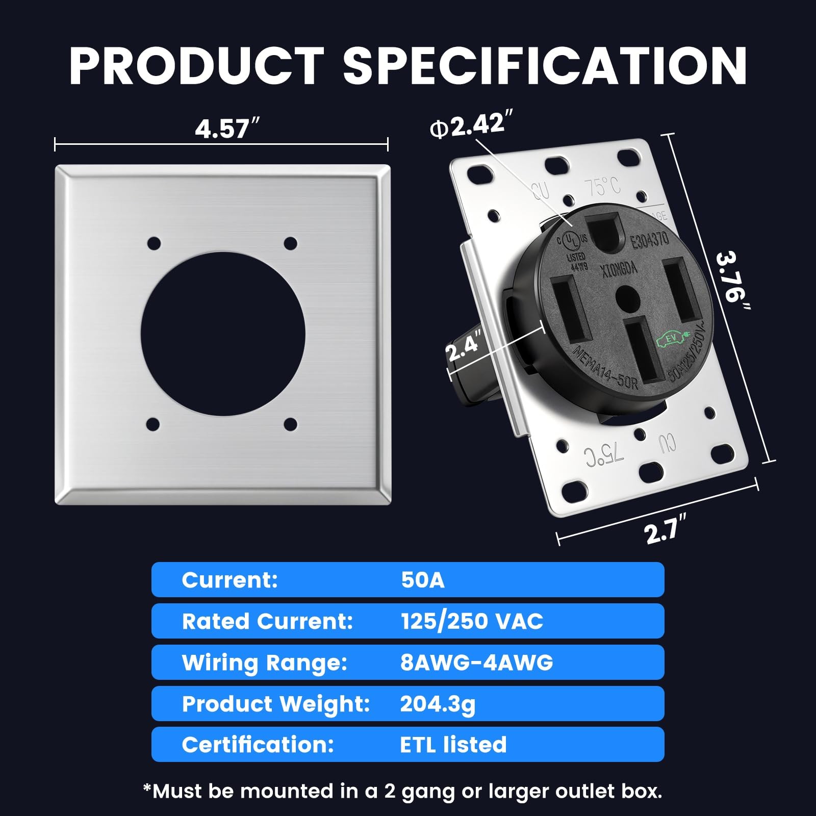 HBL9450A Straight Blade Device Socket, RTP， 3-Pole 4-Wire System, 50A 125/250... gallery