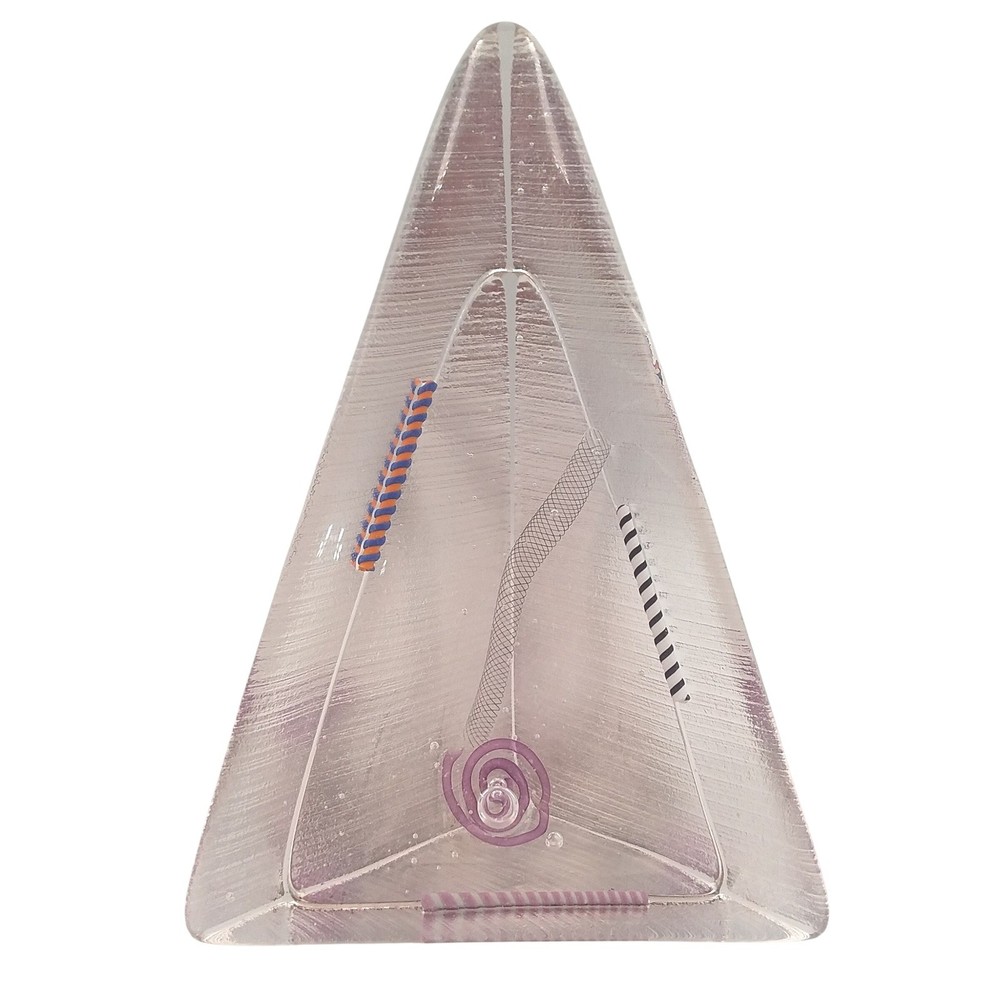 Ibex Studio Art Glass Pyramid Sculpture 1989 Vintage Postmodern Abstract HTF