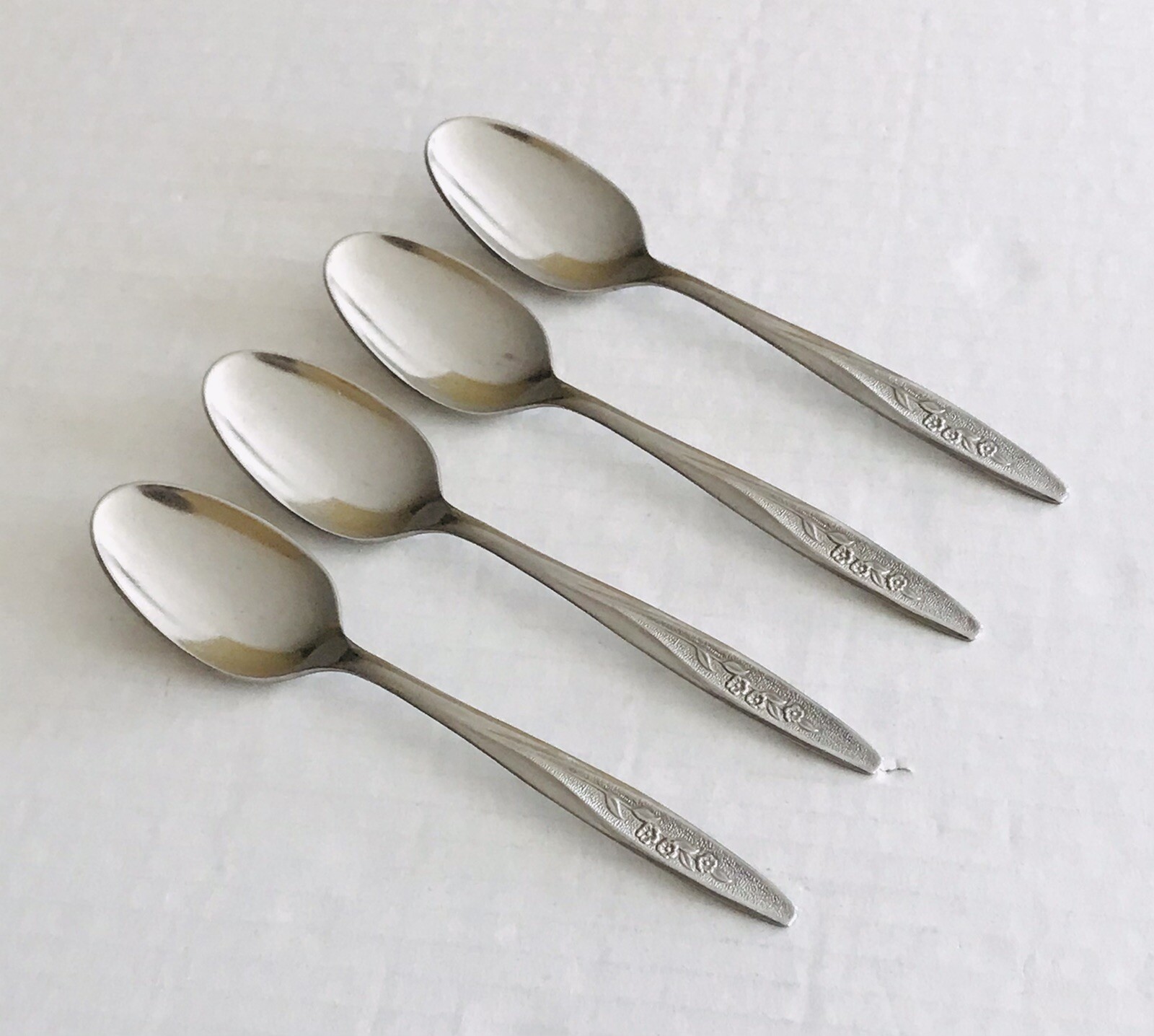 International Silver Radiant Rose 4 Teaspoons Glossy Superior Stainless USA gallery