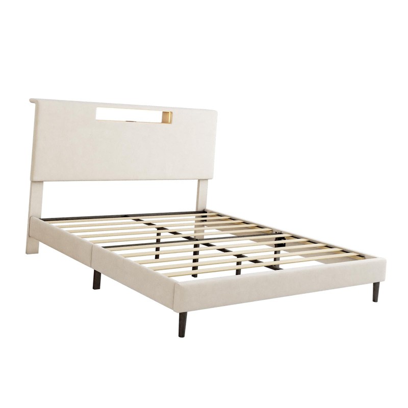 Queen Size Bed Frame with LED Light Fast 40 Minutes Easy Assembly Bed gallery