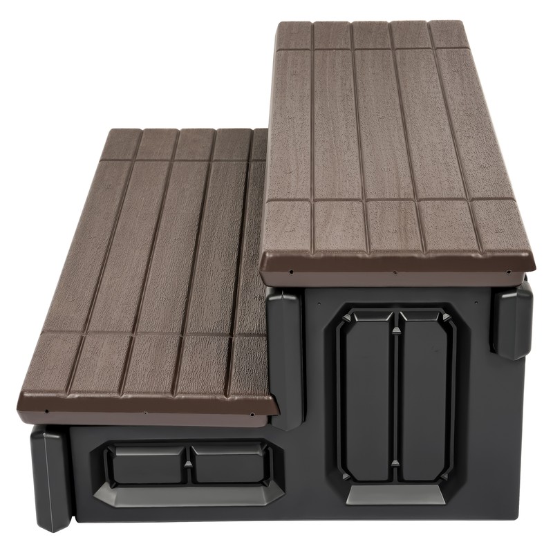 Brown+Black Universal 2 Slip-Resistant Spa & Hot Tub Step Outdoor with Storage gallery