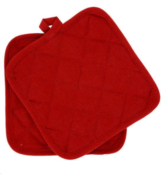 Home Collection 100% Cotton 2 Pot Holders Set ~ Red gallery
