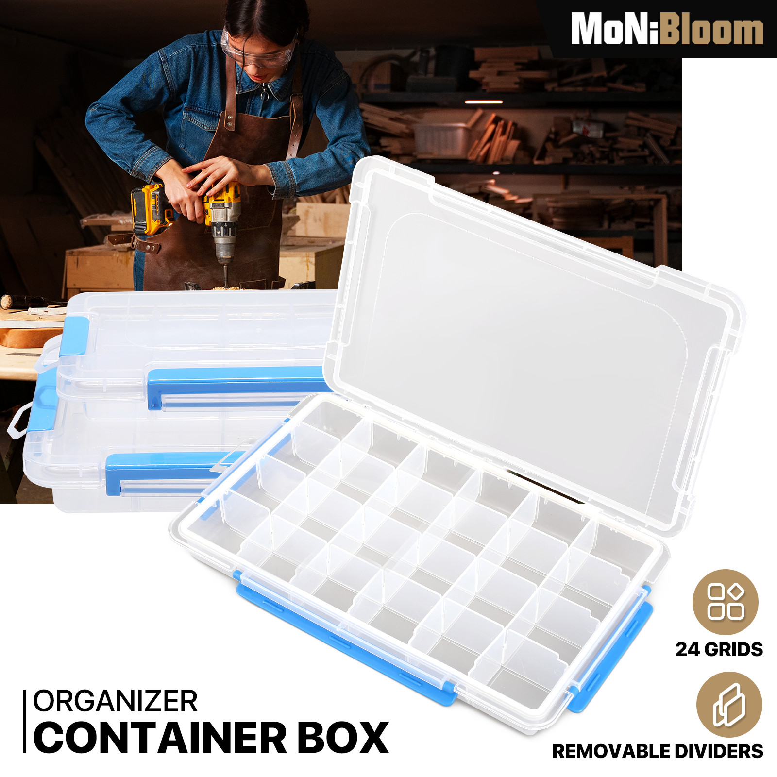 9/15/24 Grids DIY Organizer Container Box Adjustable Dividers Clear Plastic,3PCS gallery