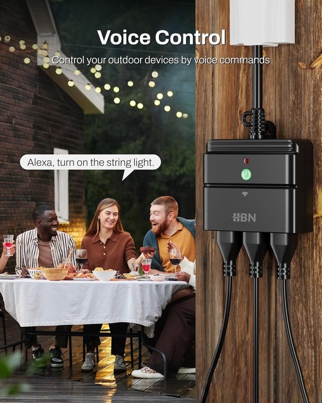 Outdoor Smart Plug,Wi-Fi & Bluetooth Heavy Duty Outlet with 3 Independent Out... gallery