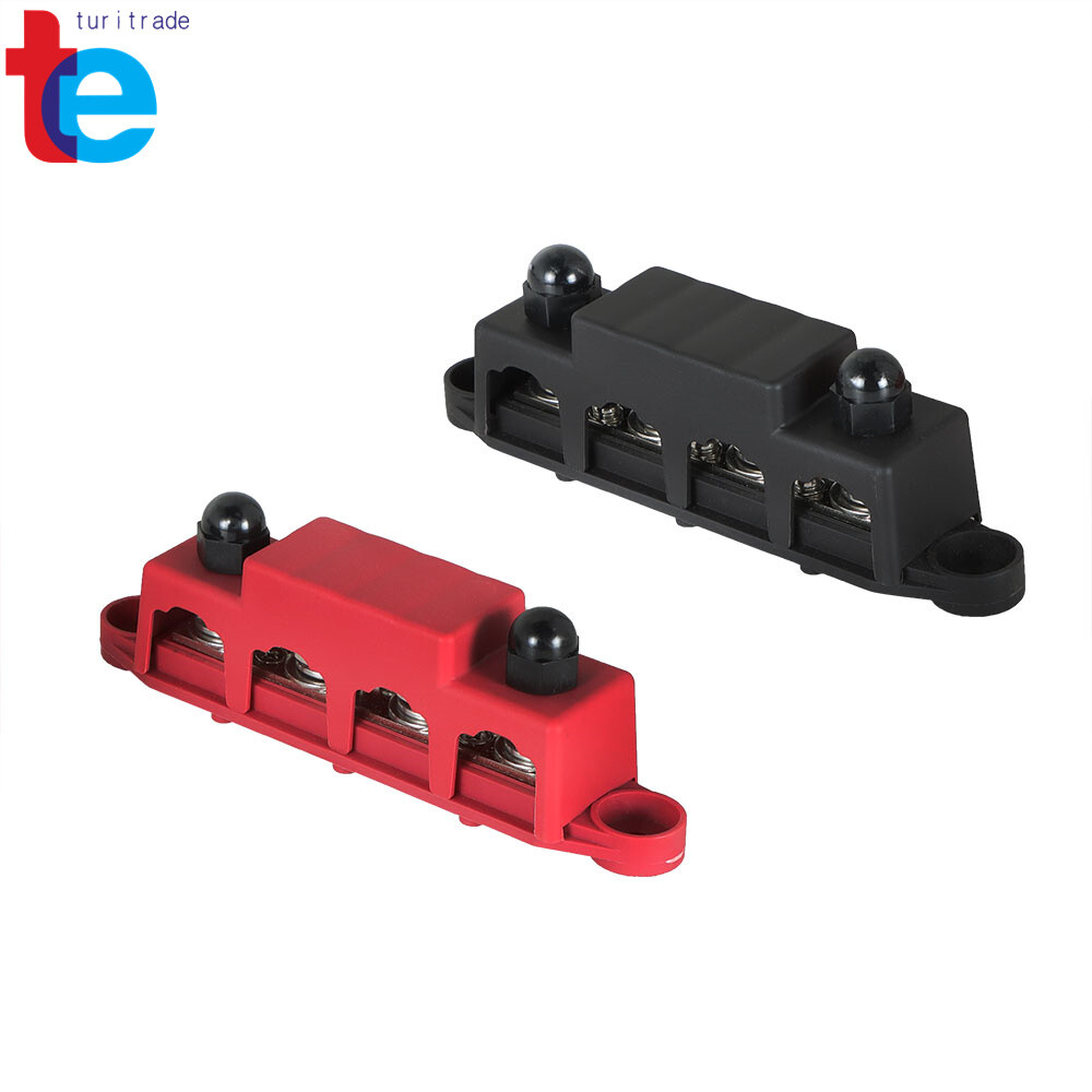 4 Post Bus Bar Power Distribution Block 12V 250A 5/16" , 3/8'' Black & Red gallery