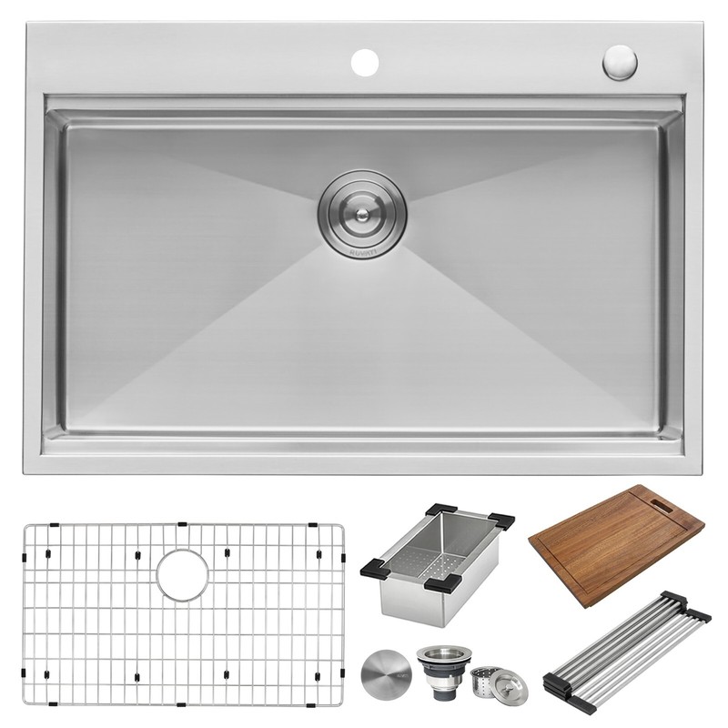 Ruvati 33x22 inch Workstation Ledge Drop-in 16 Gauge Kitchen Sink- RVH8003 gallery