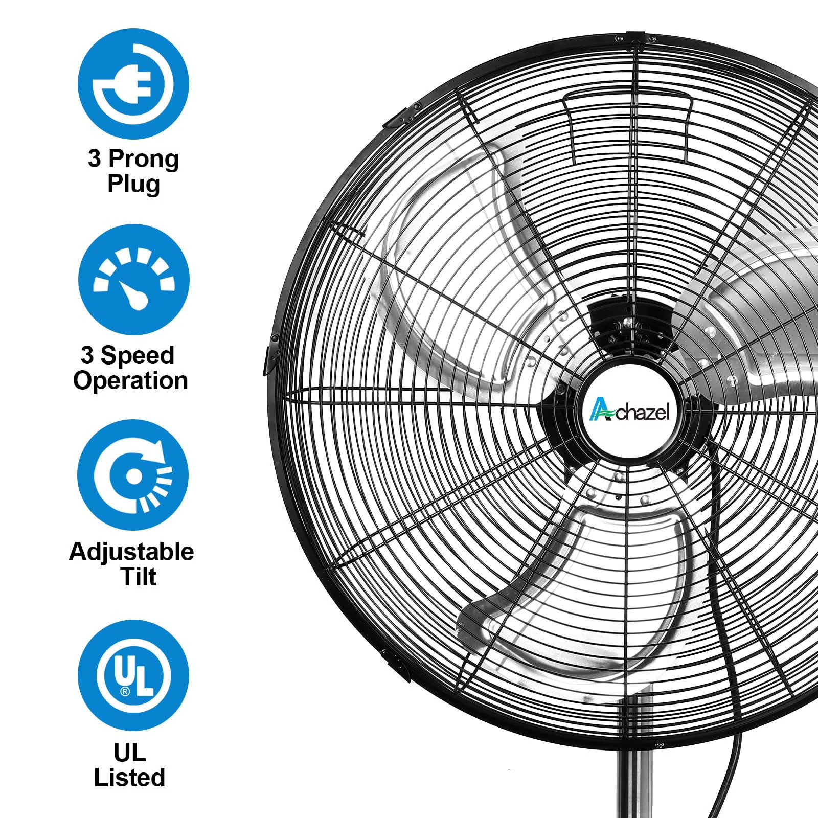 NEW! Achazel 20" Oscillating Pedestal Fan, 3 Speeds Industrial Standing Fan gallery