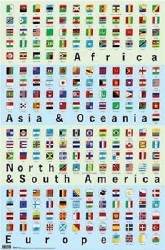 WORLD FLAGS OF THE SEVEN CONTINENTS POSTER 22x34 new free shipping gallery