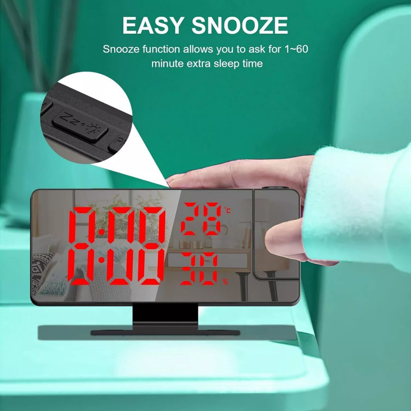 7.8" LED Digital Projector Projection Snooze Dual Alarm Clock Timer USB A+ gallery
