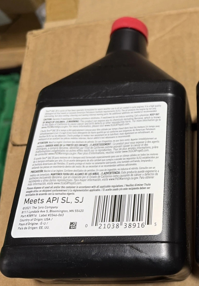 1 PACK - Toro 38916 SAE 30 Premium Engine Oil for Lawn Mower 18 oz Bottle gallery