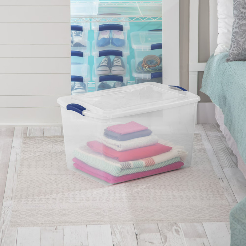 (6 pack) Sterilite Large Storage Bin, 66 Quart Clear Plastic Storage Container gallery