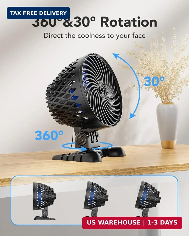 USB Desktop Small Fan, Stepless Speed Adjustment with Multiple Speed Levels, Por gallery