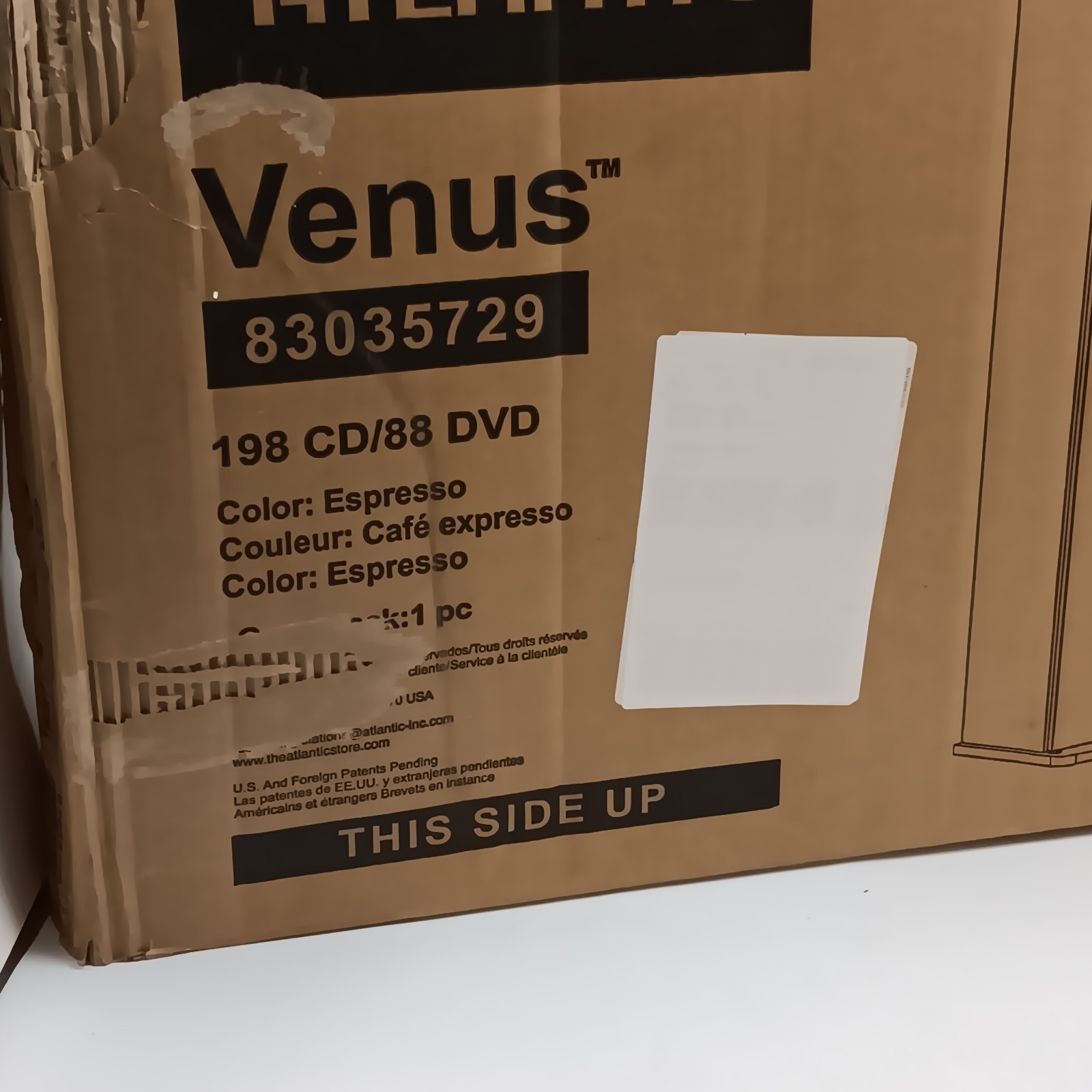 Atlantic Venus 198CD/88DVD Espresso Multimedia Storage Rack New in open Box gallery