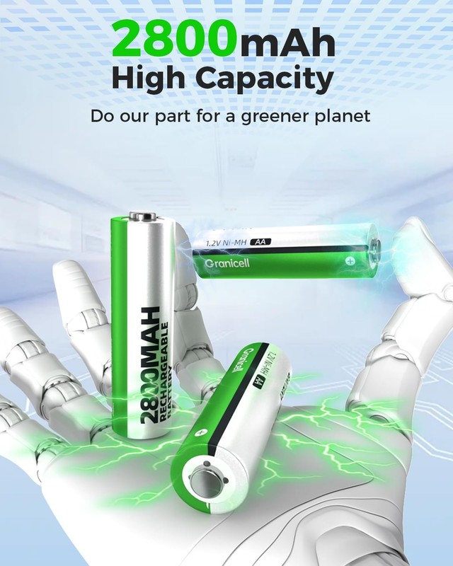 Granicell 16 Sets Aa Aaa Rechargeable Batterieshigh Capacity 8-Pack Aa 2800Mah gallery
