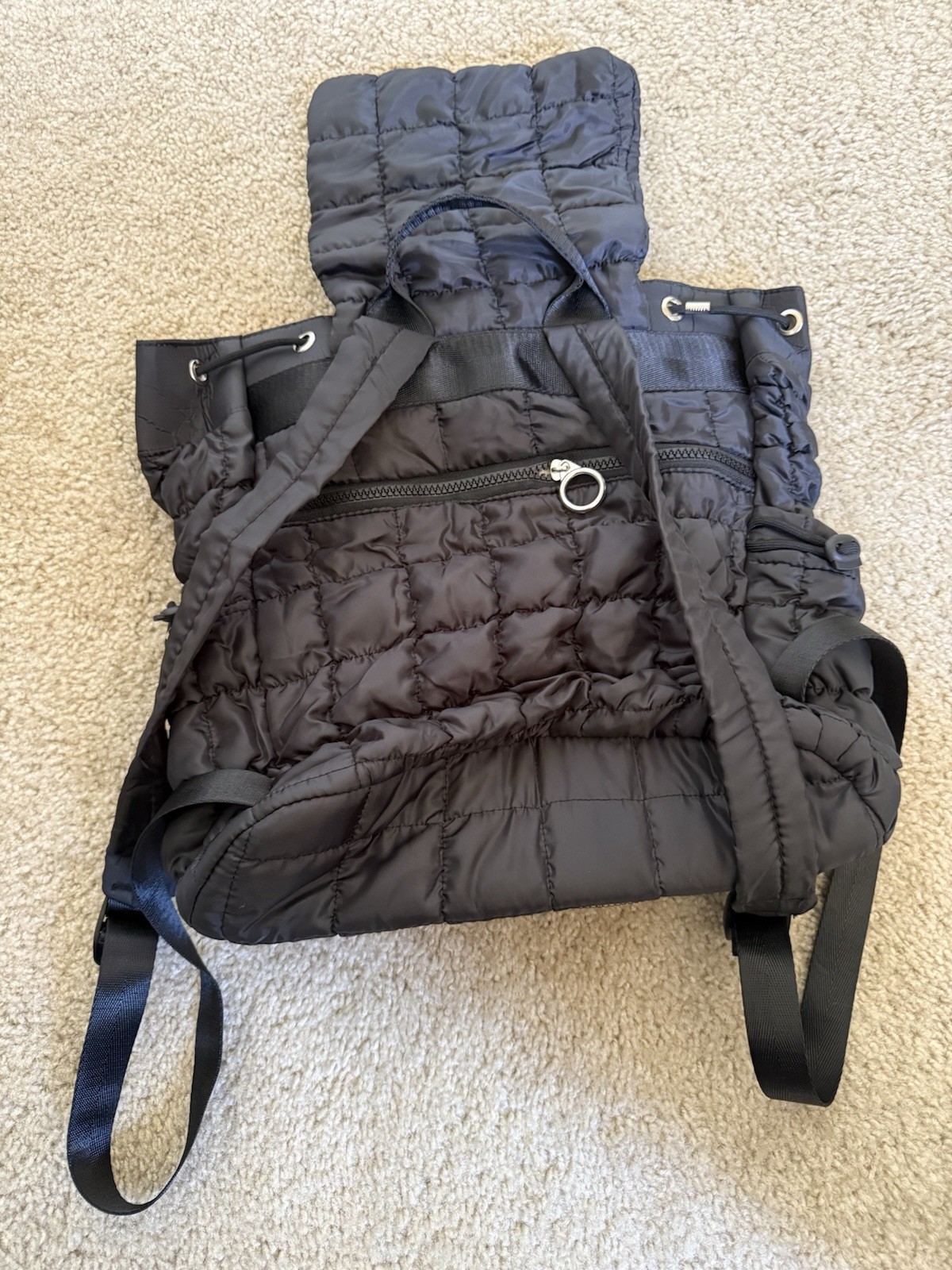 Nylon Puffer Backpack Bag NIP Black 5