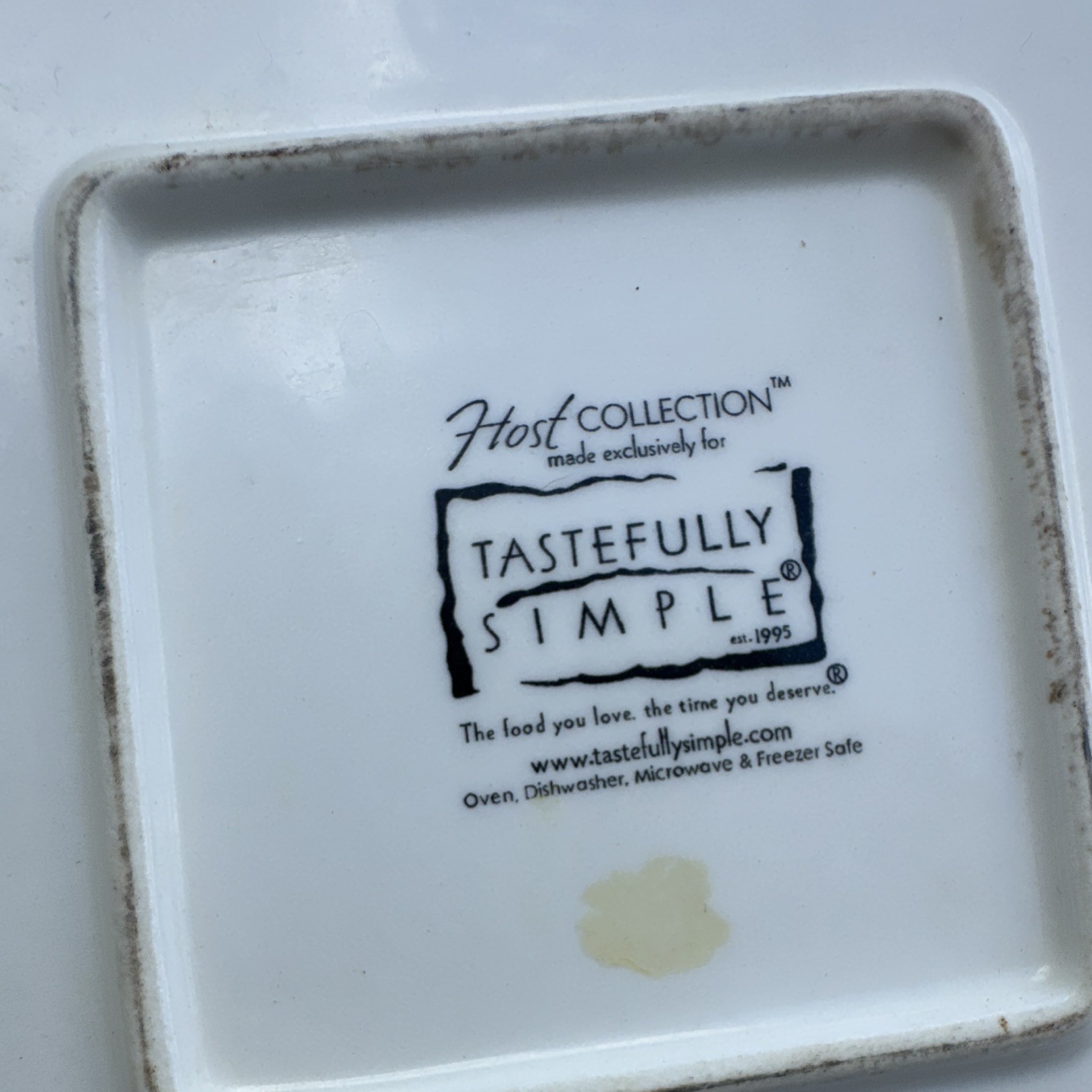 Tastefully Simple Host Collection Square Cream Ceramic Baking Dish, DW/MW/FS gallery