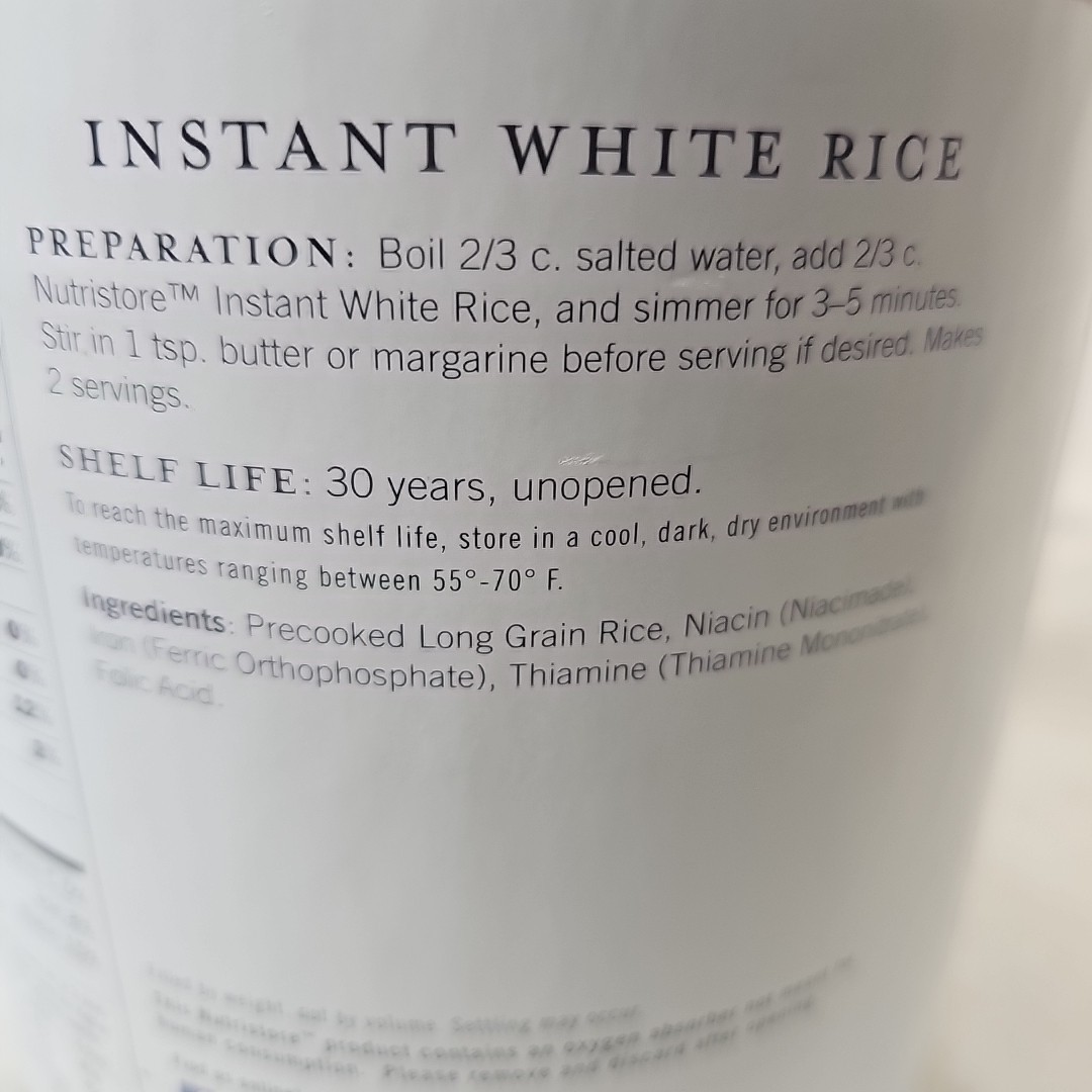 NutriStore Instant White Rice 2.48 lbs Shelf Life 30 Years (Mfg Date 9/29/2015) gallery