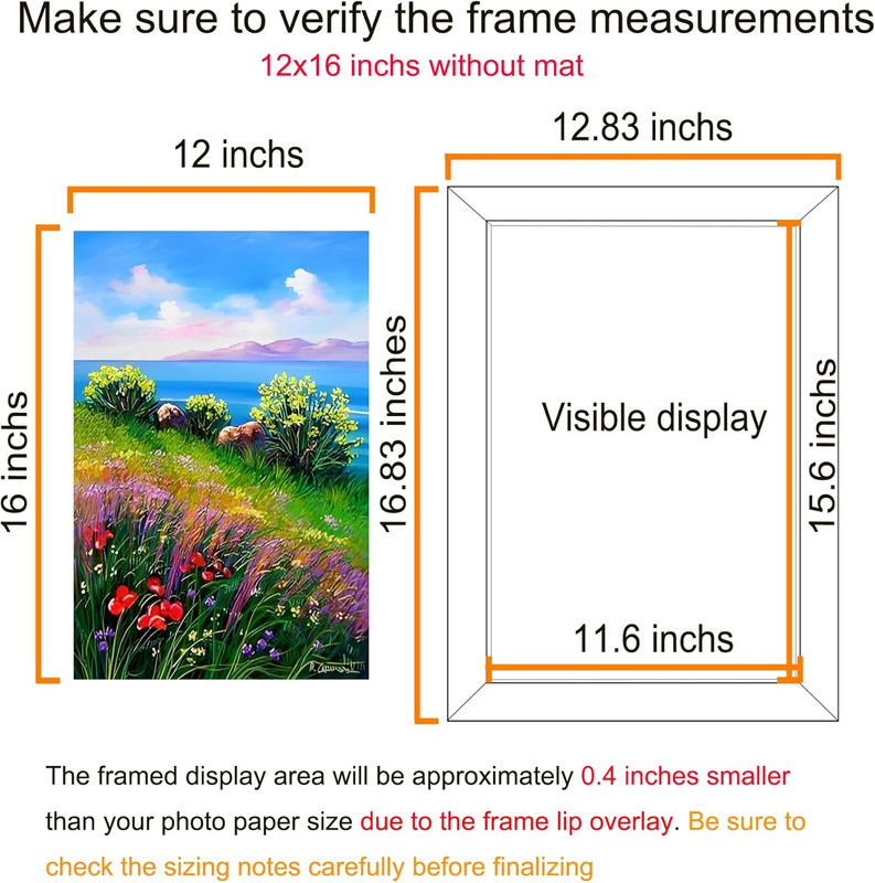 12X16 Frame Wall Hanging Picture Frames, Black, 1 Pack gallery